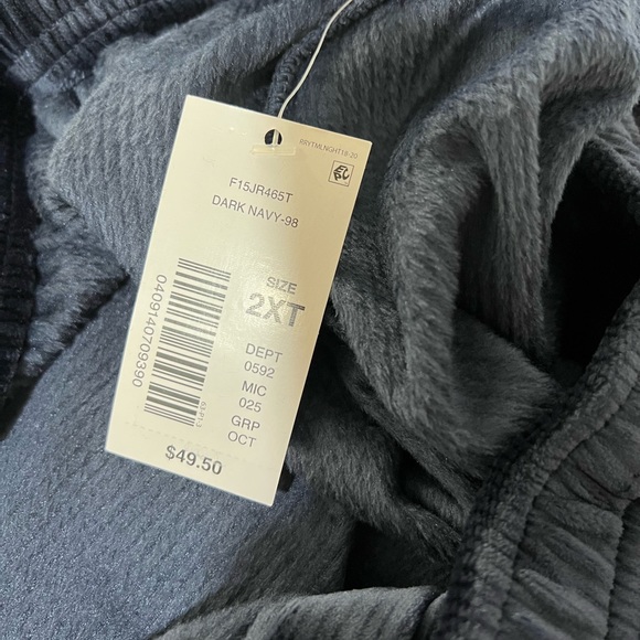 NWT $50 Men’s Fleece Loungewear Pajama Pants, Dark Navy - Picture 4 of 7